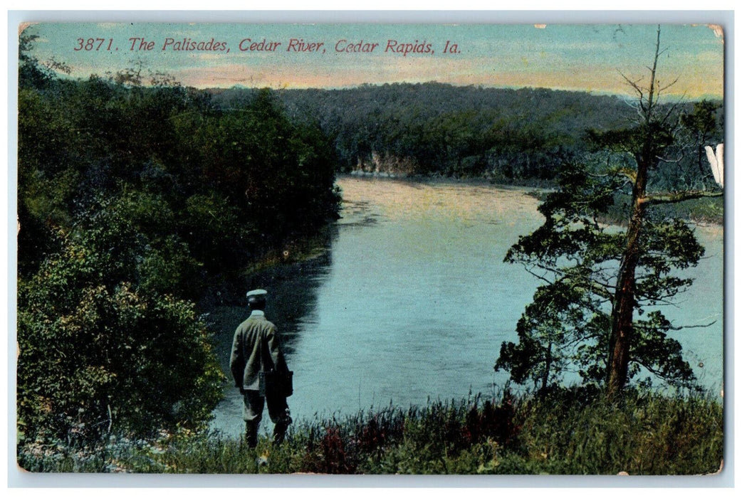 1910 Scenic View Of The Palisades Cedar River Cedar Rapids Iowa IA Postcard