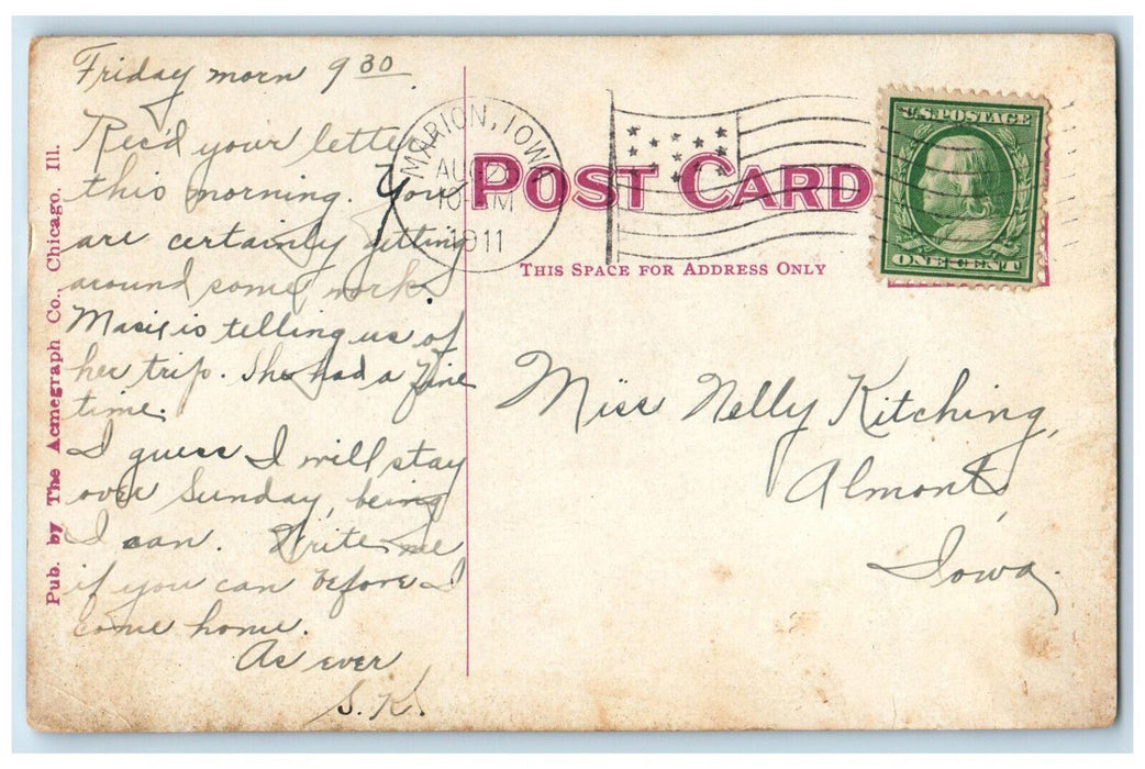 1910 Scenic View Of The Palisades Cedar River Cedar Rapids Iowa IA Postcard