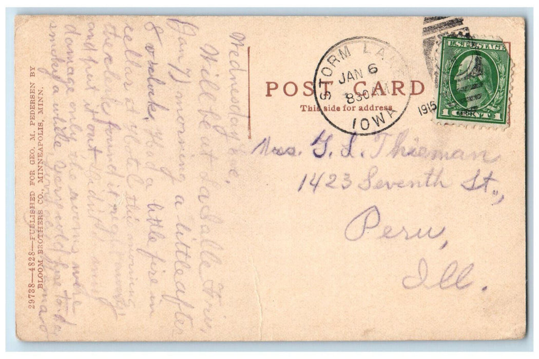 1915 Boat Scene Along North Shore Of Storm Lake Iowa IA Antique Postcard