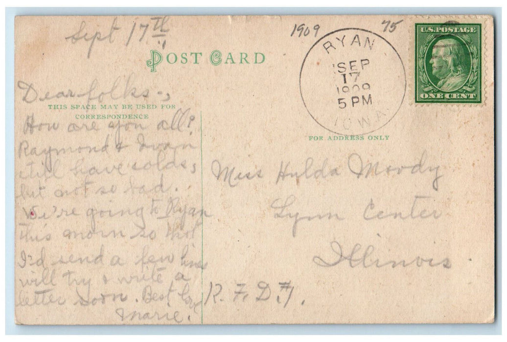 1909 View Of Montrose Hotel Building Cedar Rapids Ryan Iowa IA Antique Postcard