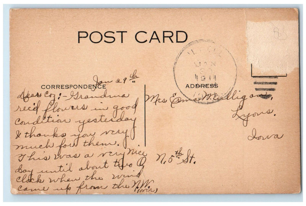 1911 The J.L.L. Building Panoramic View Jewell Iowa IA Antique Posted Postcard