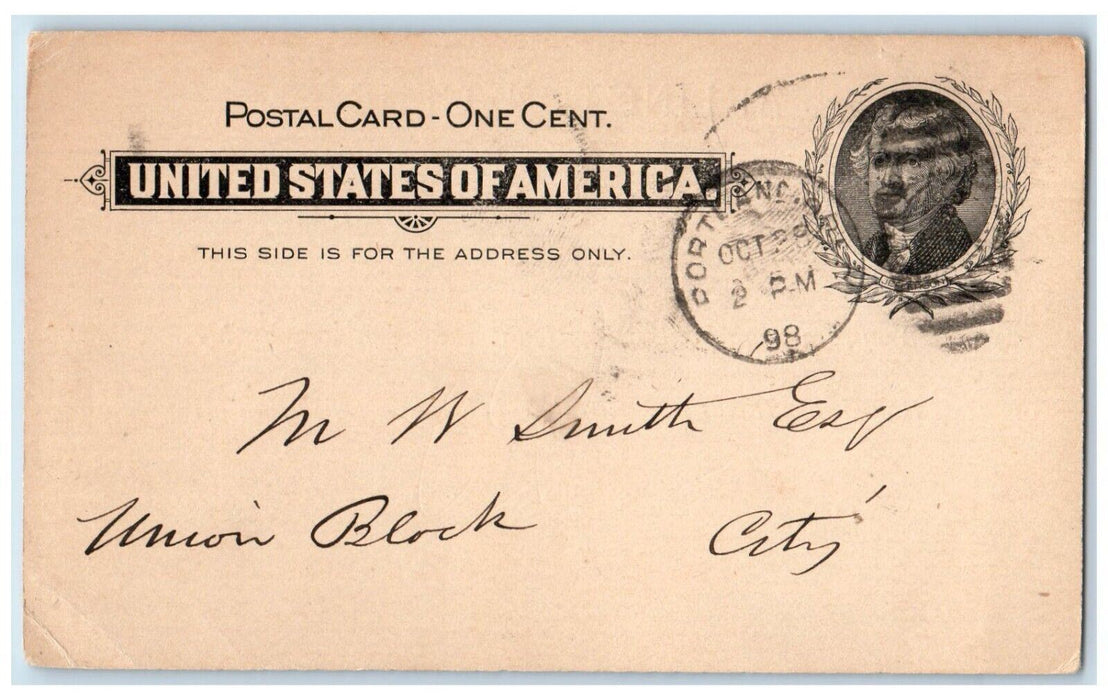 1898 Arlington Club Board of Directors Meeting Portland OR Postal Card