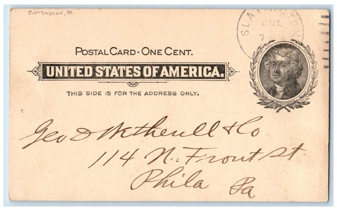 1902 Ordering Letter Geo D Netheull & Co. Slatington Philadelphia PA Postal Card