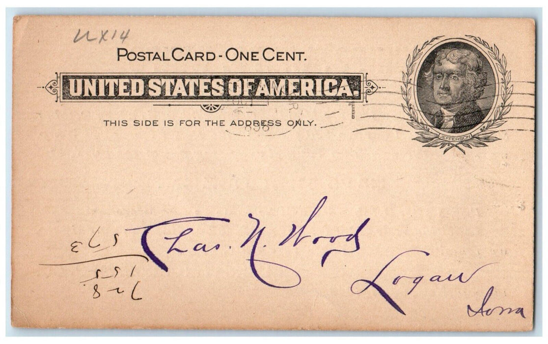 1898 Whips Whips Whips Bucksatff Bros Mfg Co. Lincoln NE Logan IA Postal Card