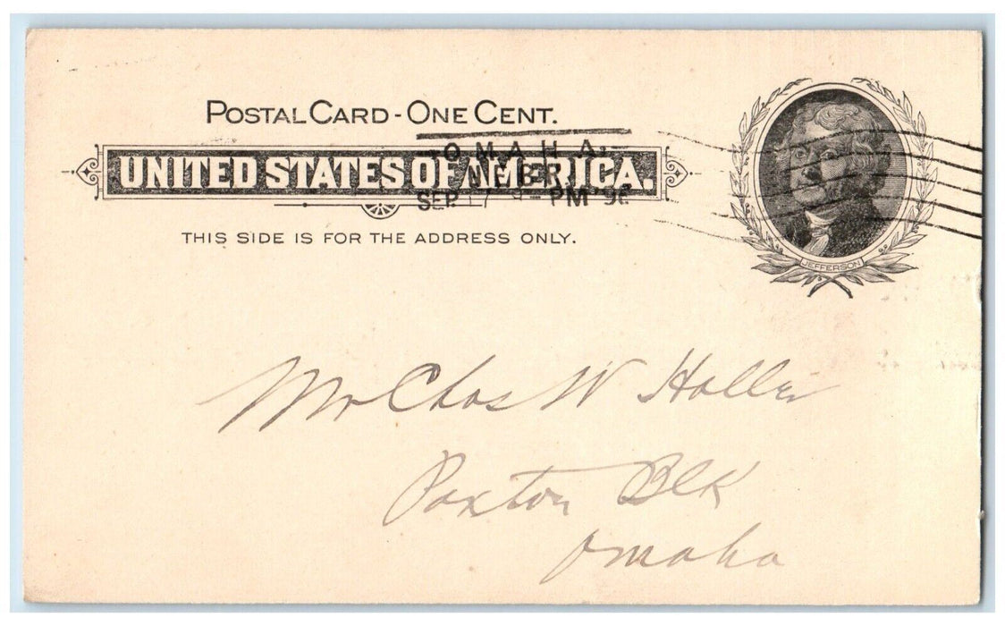 1898 William B. Meikle Investment Broker Ramge Building Omaha NE Postal Card