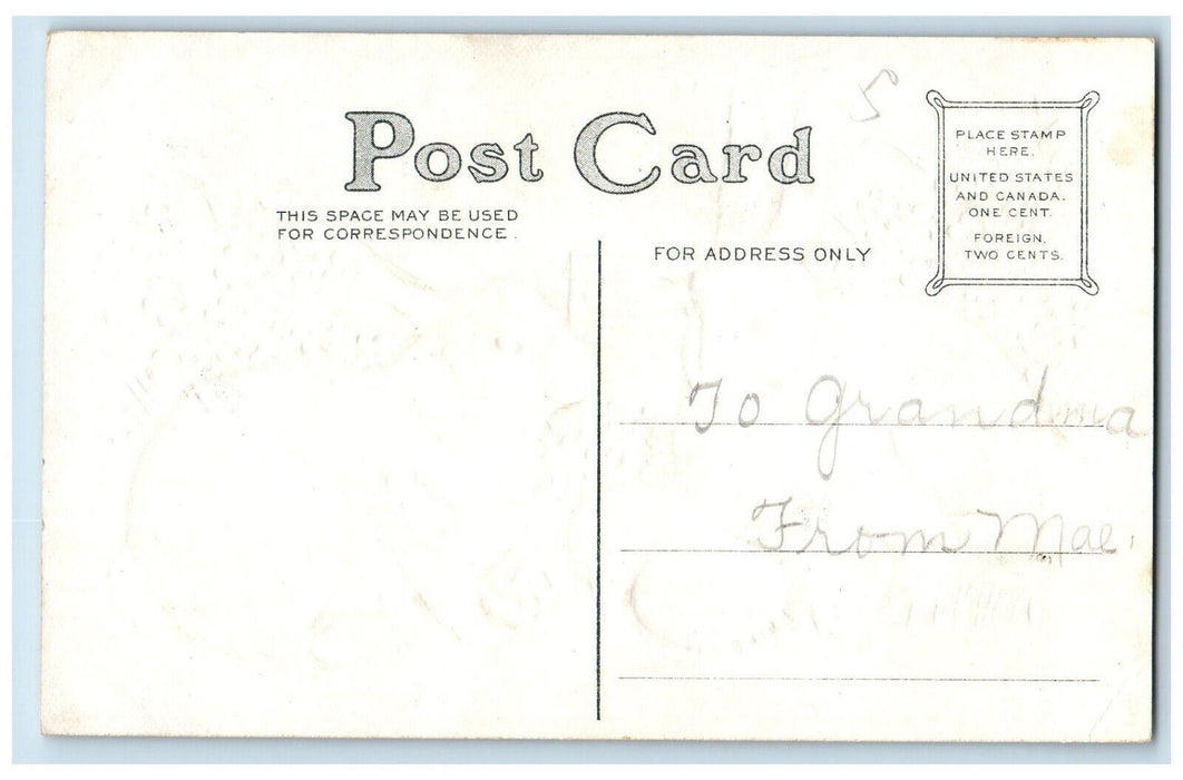 c1910's Easter Rabbit Eggs Pansies Flowers Fence Posted Antique Postcard
