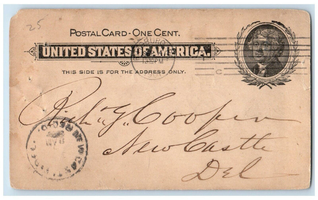 1901 Anchor Savings Bank Pittsburg Pennsylvania PA New Castle DE Postal Card