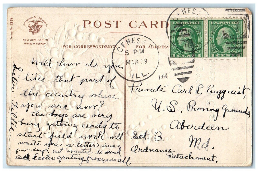 1918 Easter Wishes Angel In Hatched Egg Flowers Clapsaddle Embossed Postcard