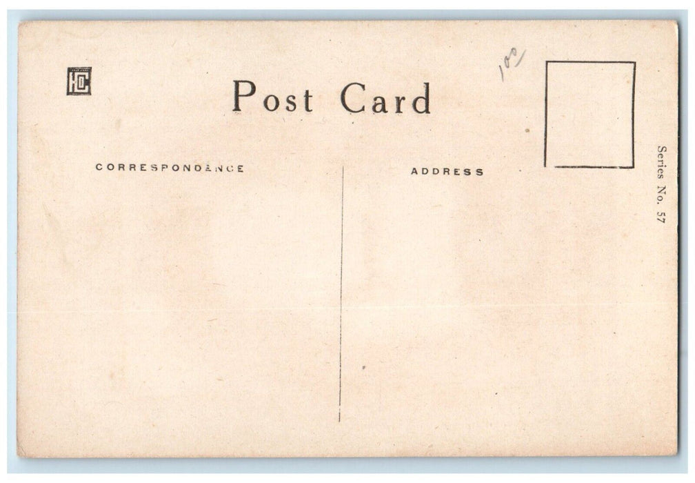 c1910's Easter Greeting Girl Cached Two Rabbit Unposted Antique Postcard