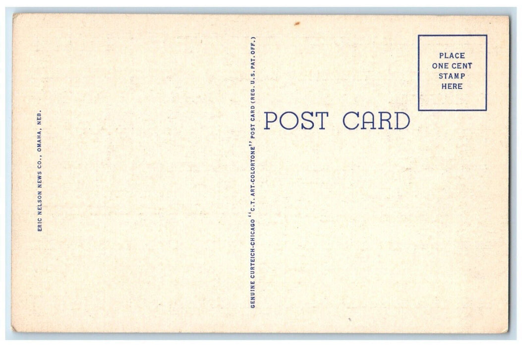 1940 University Omaha Night Scene 60th Dodge Omaha Nebraska NE  Vintage Postcard