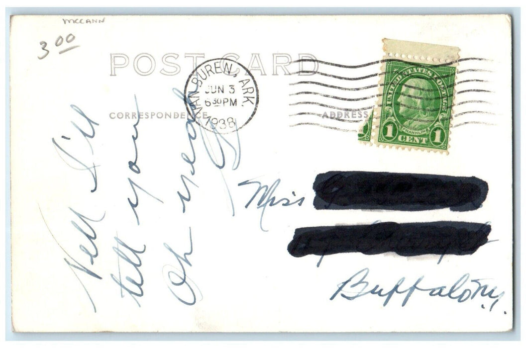 1938 Home Of Bob Burns Van Buren Arkansas AR McCann Vintage RPPC Photo Postcard