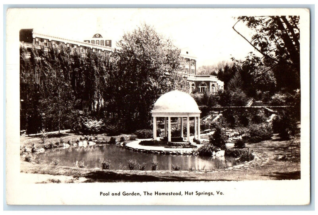 Pool And Garden The Homestead Hot Springs Virginia VA RPPC Photo Postcard