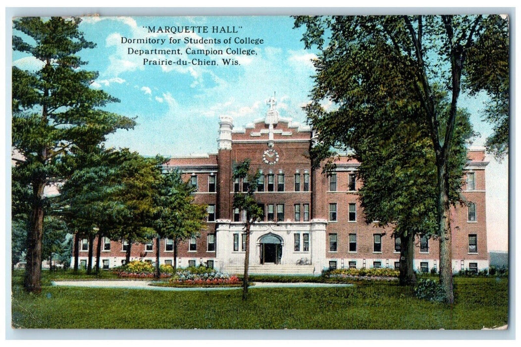 1928 Marquette Hall Dormitory Students College Department Wisconsin WI Postcard