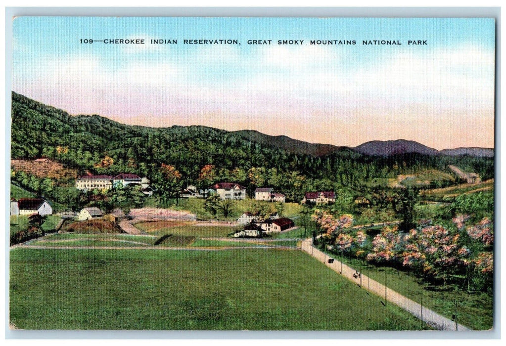1940 Cherokee Indian Reservation Great Smoky Mountains National Park TN Postcard