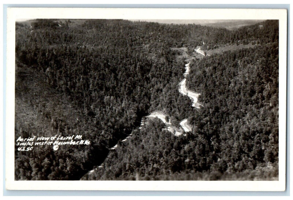 c1940's Aerial View Of Laurel Mt. Macomber West Virginia WV RPPC Photo Postcard