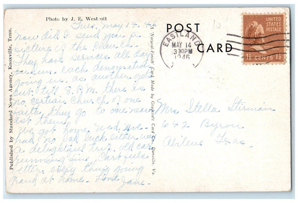 c1946 City Atomic Bomb Chapel Hill Oak Ridge Eastland Tennessee Vintage Postcard
