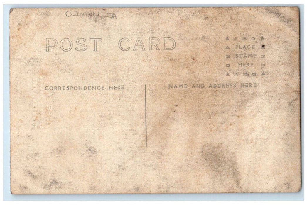 c1910's Couples Sweet Romance Formal Dress Clinton Iowa IA RPPC Photo Postcard