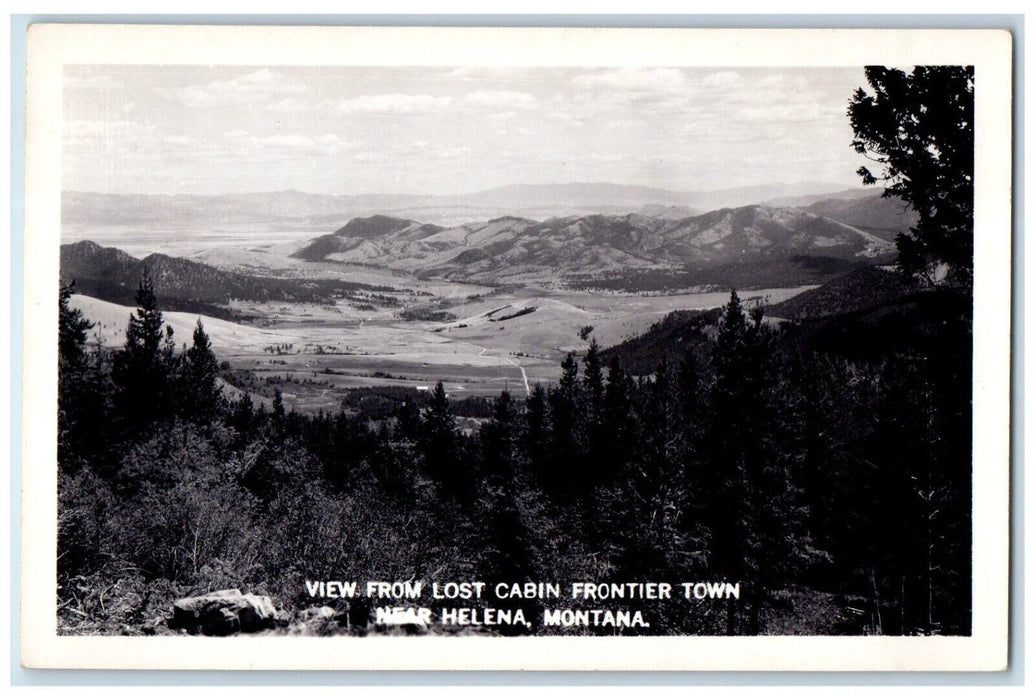 c1950's View From Lost Cabin Frontier Town Helena Montana MT RPPC Photo Postcard