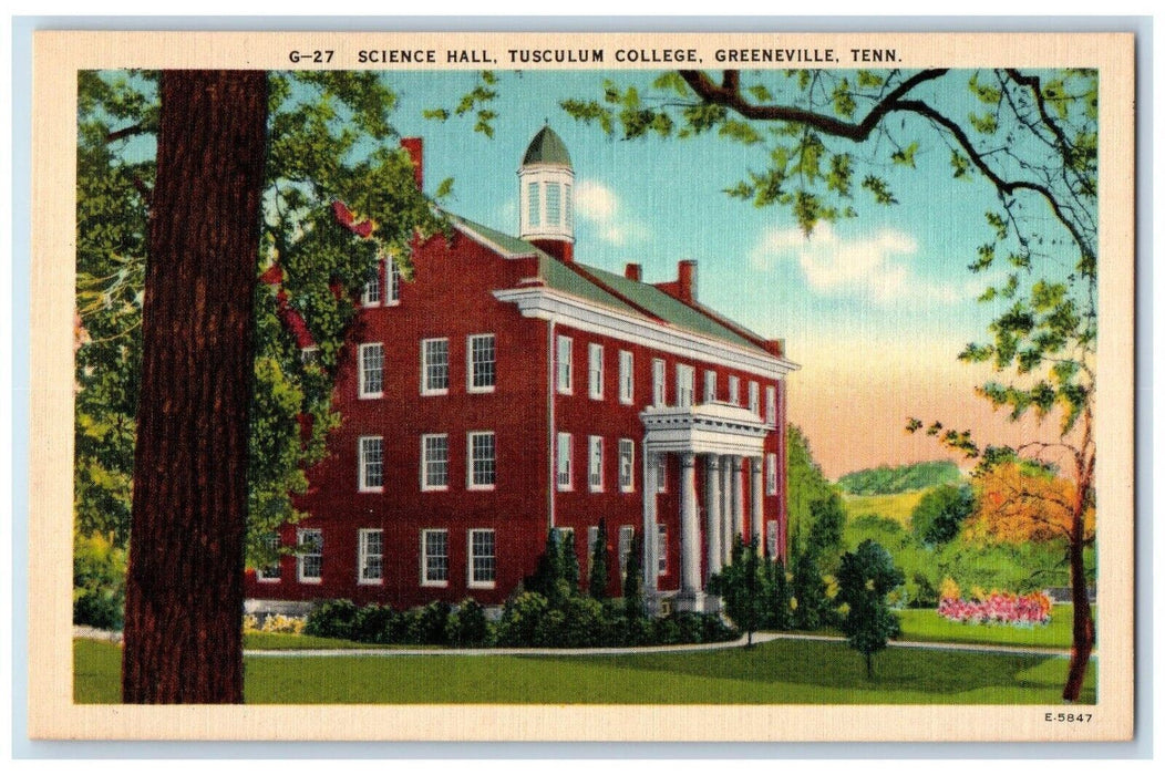 c1940 Science Hall Tusculum College Greenville Tennessee TN Vintage Postcard