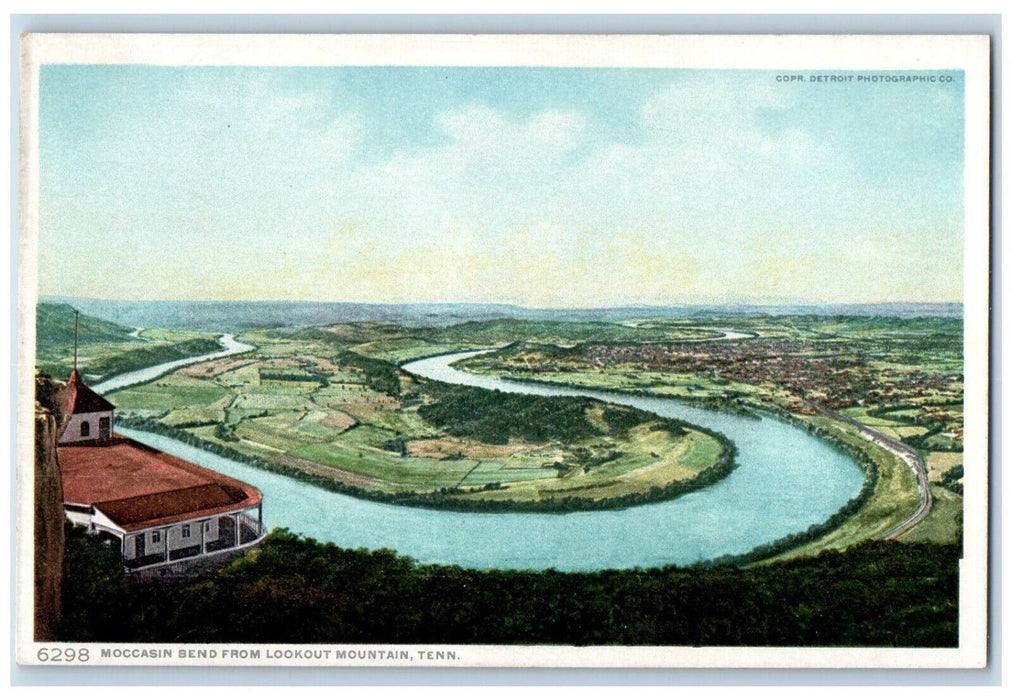 1910 Birds Eye View Moccasin Bend Lookout Mountain Tennessee TN Vintage Postcard