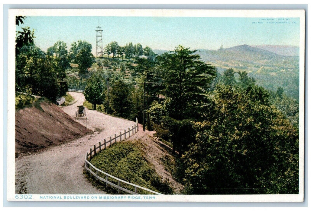 c1910 National Boulevard Missionary Ridge Carriage Tennessee TN Vintage Postcard