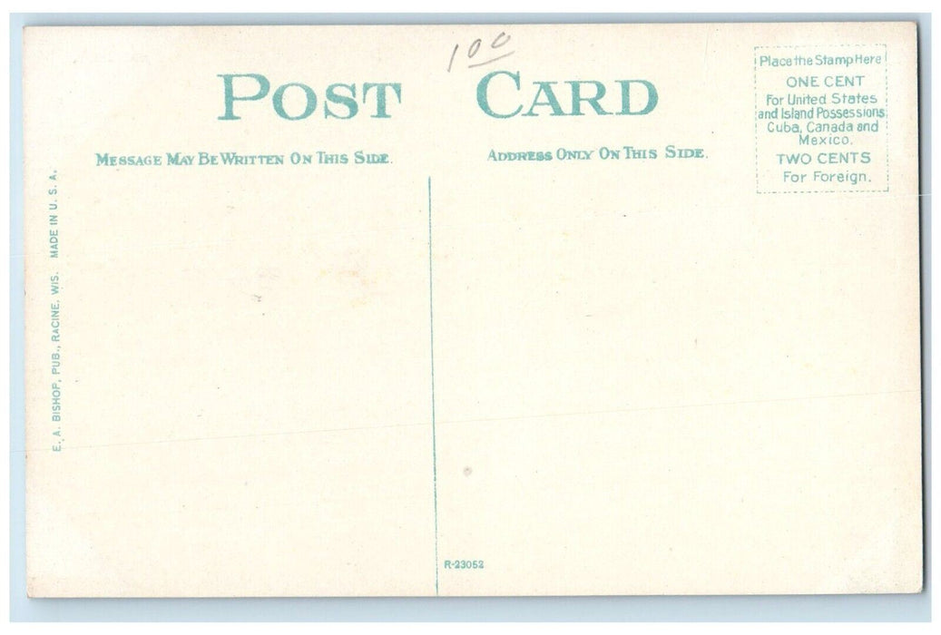 c1910 Beach Oshkosh Boat Club Exterior Building Rocks Oshkosh Wisconsin Postcard
