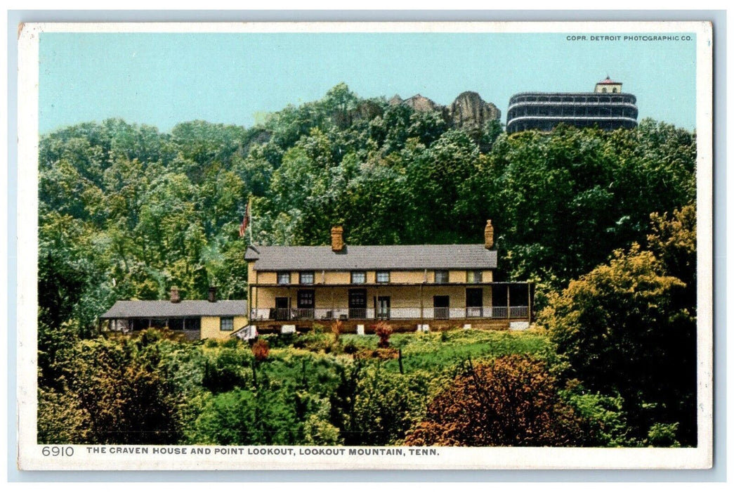 c1910 Craven House Point Trees Rock Lookout Mountain Tennessee Vintage Postcard