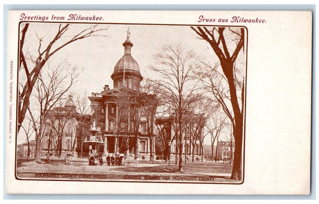 c1905 Greetings From Milwaukee County Court House Exterior Wisconsin WI Postcard