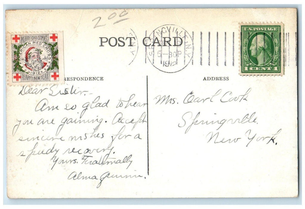 1912 Main Street Statue Sculpture Madison Wisconsin WI Christmas Stamp Postcard