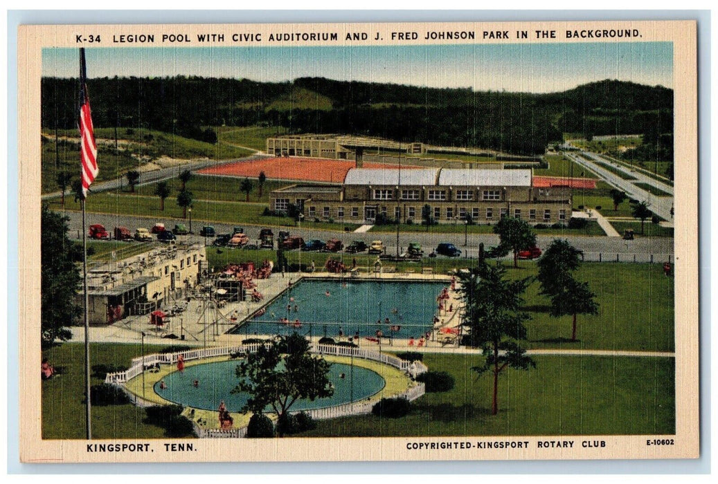 c1940 Legion Pool Civic Auditorium Johnson Park Kingsport Tennessee TN Postcard