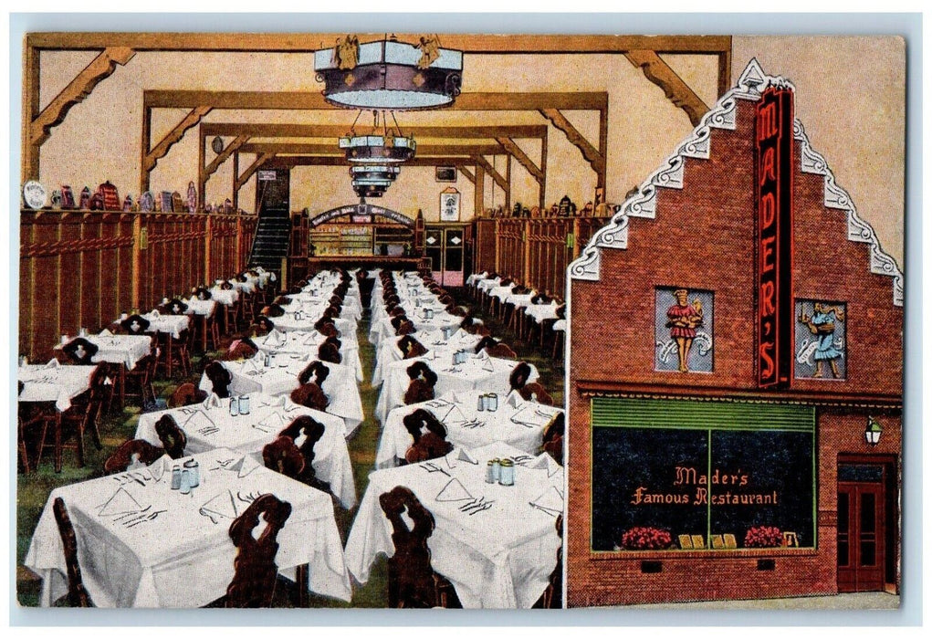 c1940 Old Milwaukee Mader's Famous Restaurant Chair Milwaukee Wisconsin Postcard