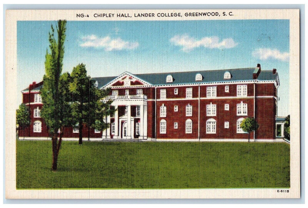 c1940 Chipley Hall Lander College Greenwood South Carolina SC Vintage Postcard