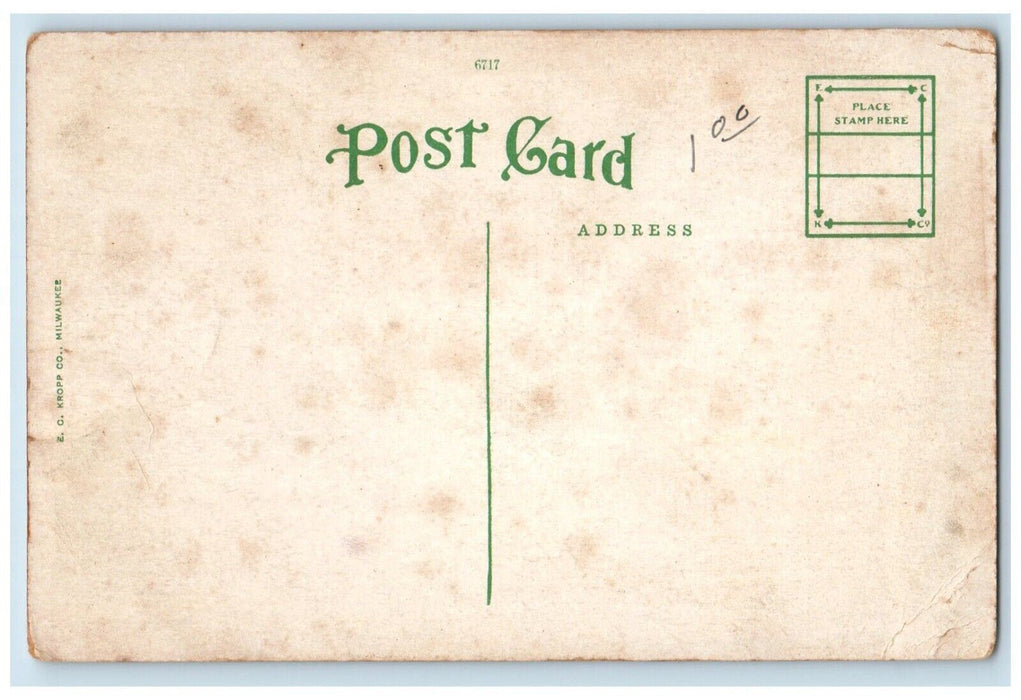 c1910 St. John's Catholic School Church Parsonage Marshfield Wisconsin Postcard