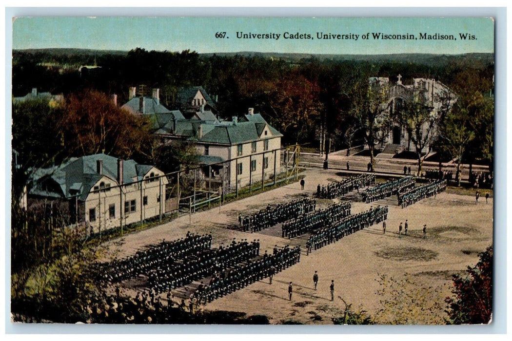 1913 University Cadets University Wisconsin Army Madison Wisconsin WI Postcard