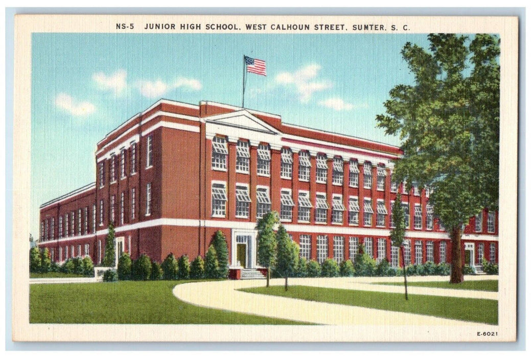 c1940 Junior High School West Calhoun Street Sumter South Carolina SC Postcard