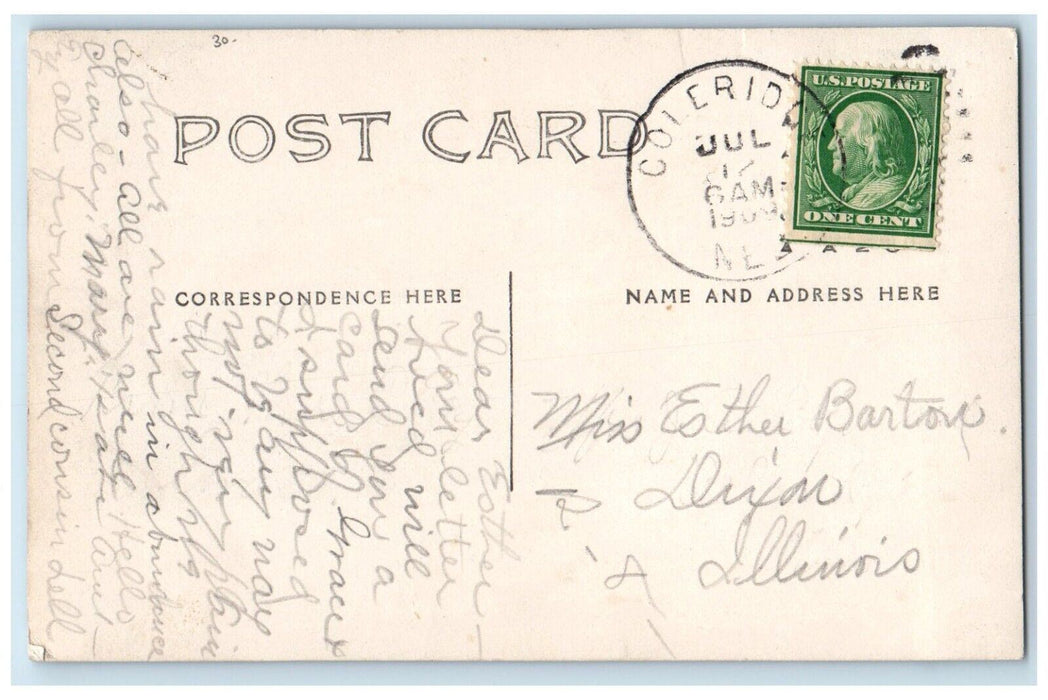 1909 Residence Home Interior Parlor Piano Women Coleridge NE RPPC Photo Postcard