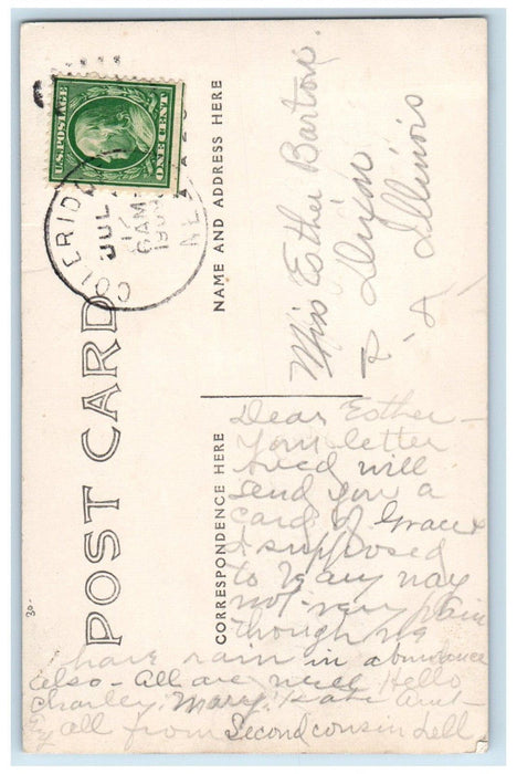 1909 Residence Home Interior Parlor Piano Women Coleridge NE RPPC Photo Postcard
