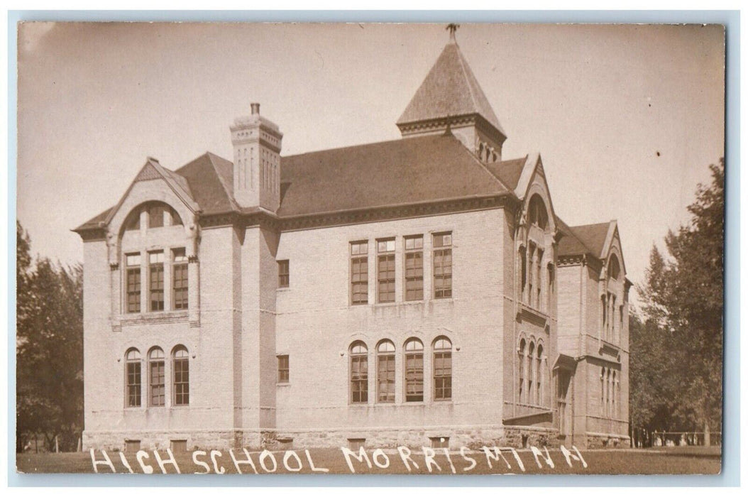 1910 High School Building View Morris Minnesota MN RPPC Photo Posted Postcard