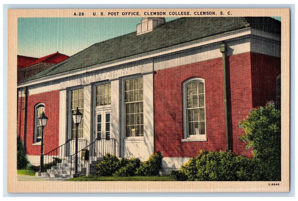 c1940 US Post Office Clemson College Clemson South Carolina SC Vintage Postcard