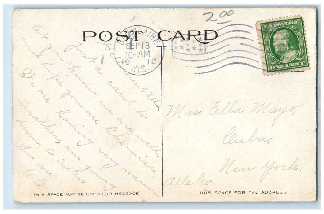 1912 Eau Claire High School Exterior Building Eau Claire Wisconsin WI Postcard