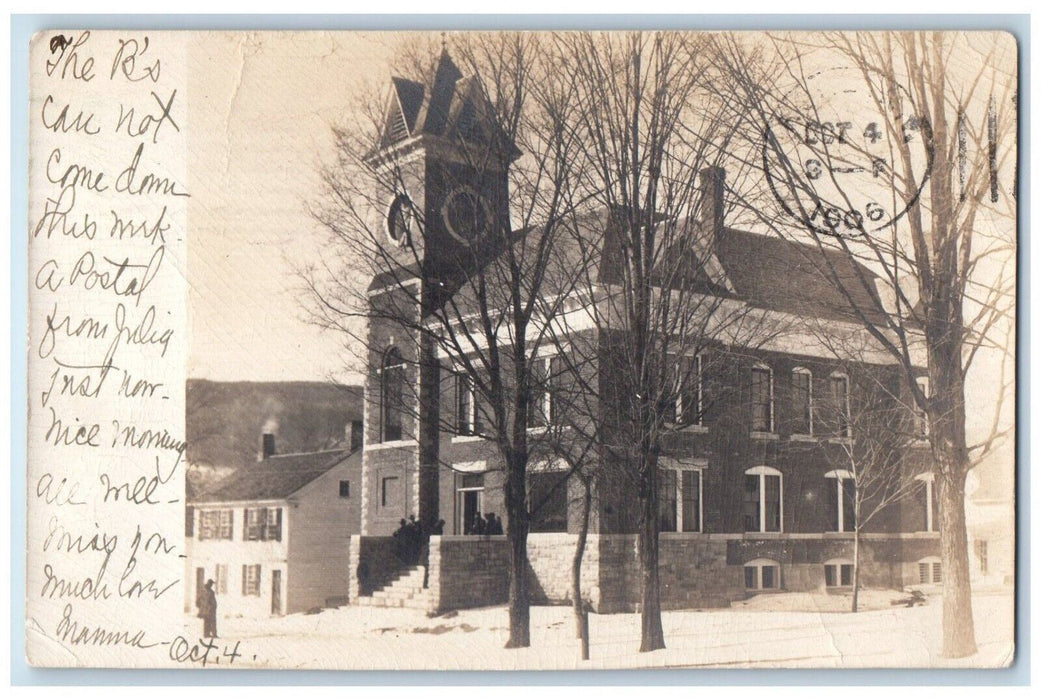 1906 City Hall Clock Tower Wallingford Vermont VT RPPC Photo Posted Postcard