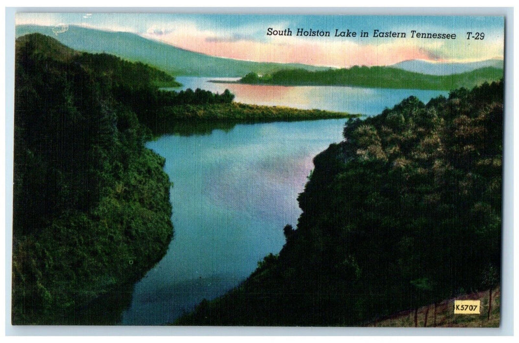 c1940 Bird's Eye View South Holston Lake Eastern Tennessee TN Vintage Postcard