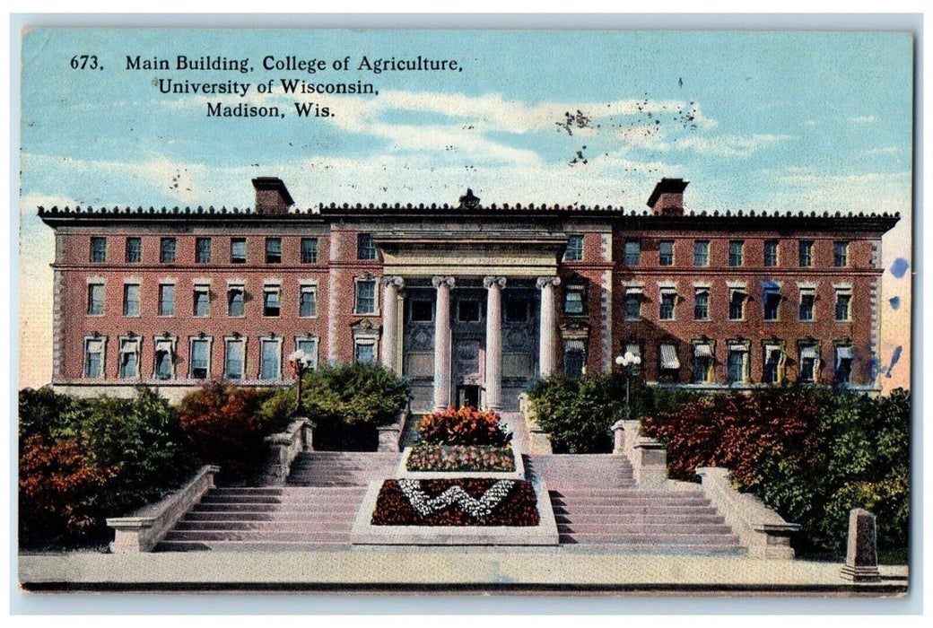 1916 Main Building College Agriculture University Madison Wisconsin WI Postcard