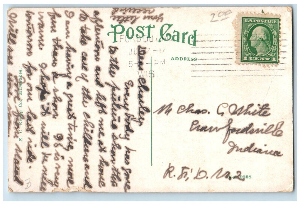 1917 Ambrose School Garden Exterior Building Fond Du Lac Wisconsin WI Postcard