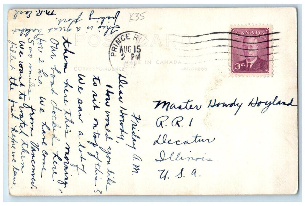 1928 Wolf Totem Pole Prince Rupert British Columbia Canada RPPC Photo Postcard