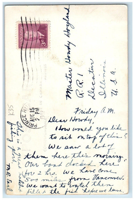 1928 Wolf Totem Pole Prince Rupert British Columbia Canada RPPC Photo Postcard