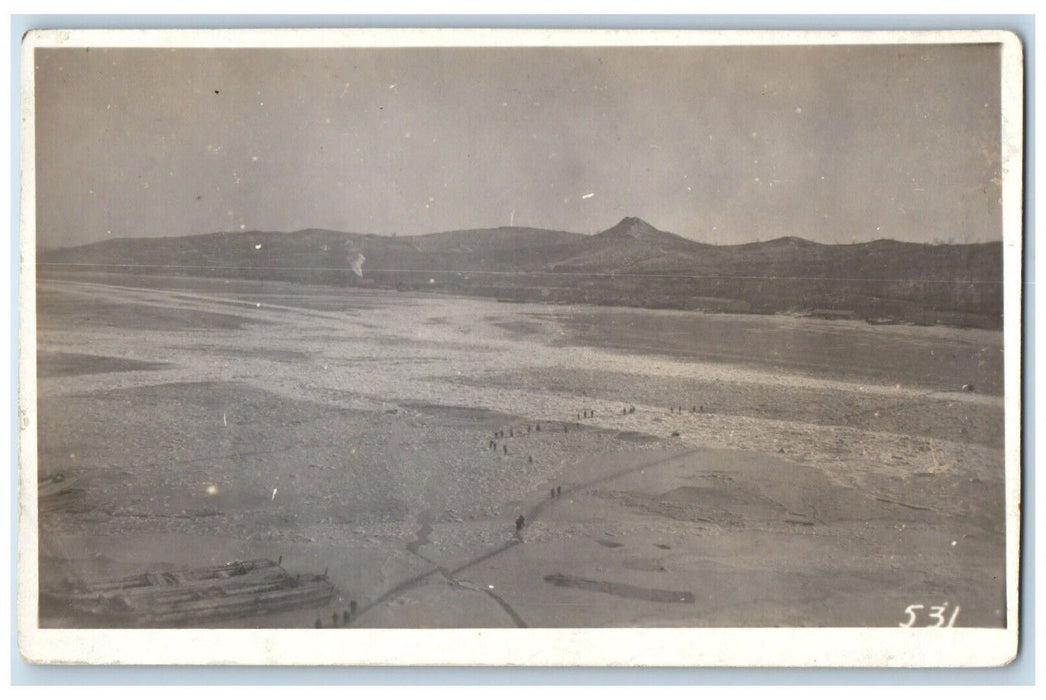 1918 Harbor View At Winter In Vladivostok Russia RPPC Photo Unposted Postcard