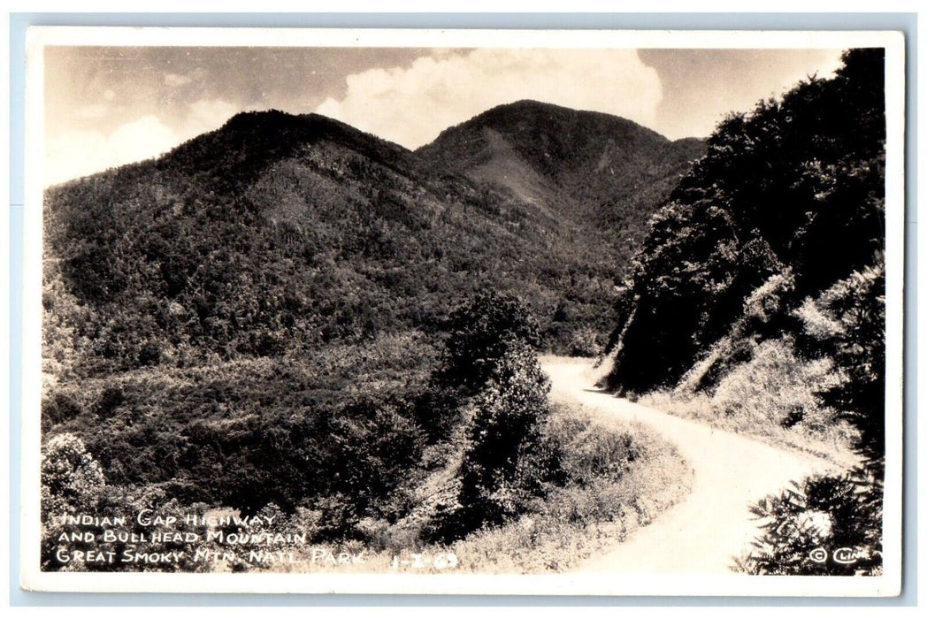 c1920's Indian Gap Highway Bullhead Mountain Cline Smoky Mt. RPPC Photo Postcard
