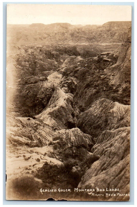 c1922 Glacier Gulch Bad Lands View Glendive Montana MT RPPC Photo Postcard