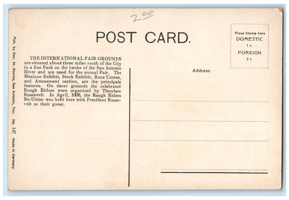 c1910 Main Building International Fair Grounds San Antonio Texas TX Postcard